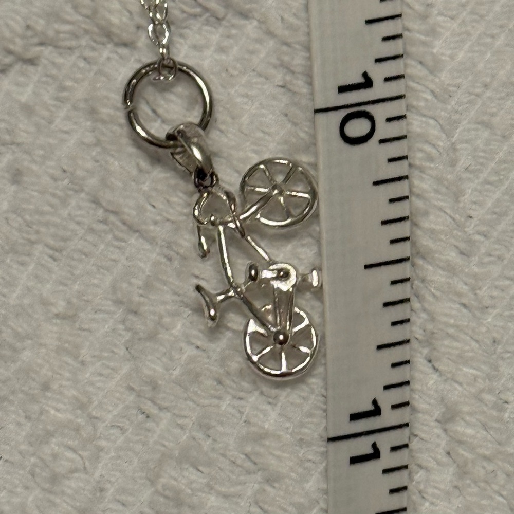 Necklace & pendant / charm - bicycle - sterling silver. Great condition. 18-20” - Picture 10 of 10